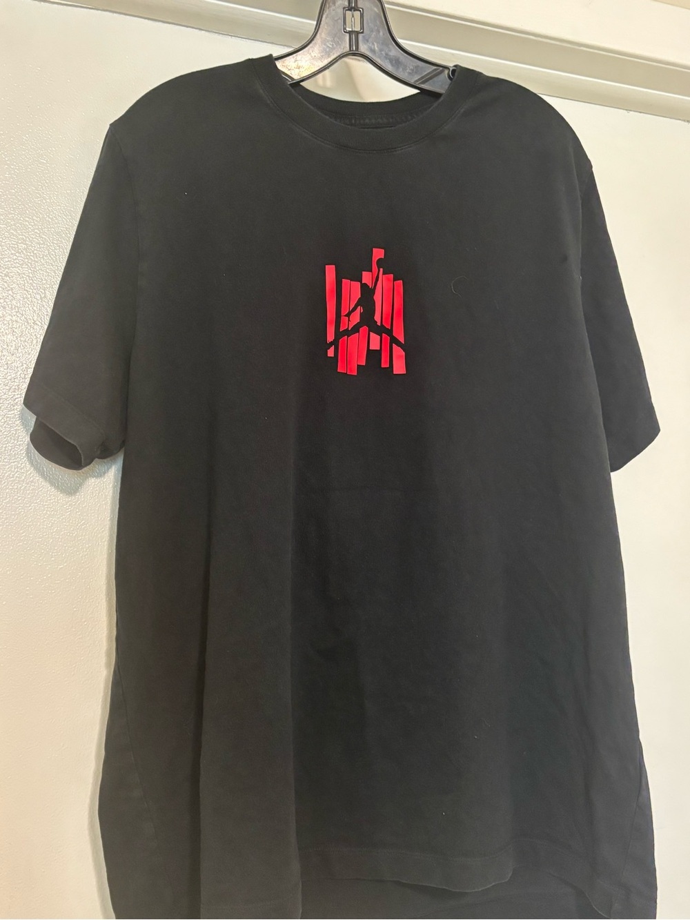 Jordan Black Short-Sleeve Tee with Red Jumpman Graphic